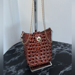 BRAHMIN Handbag Marley Melbourne Pecan
Leather Crossbody Bag Purse AUTHENTIC